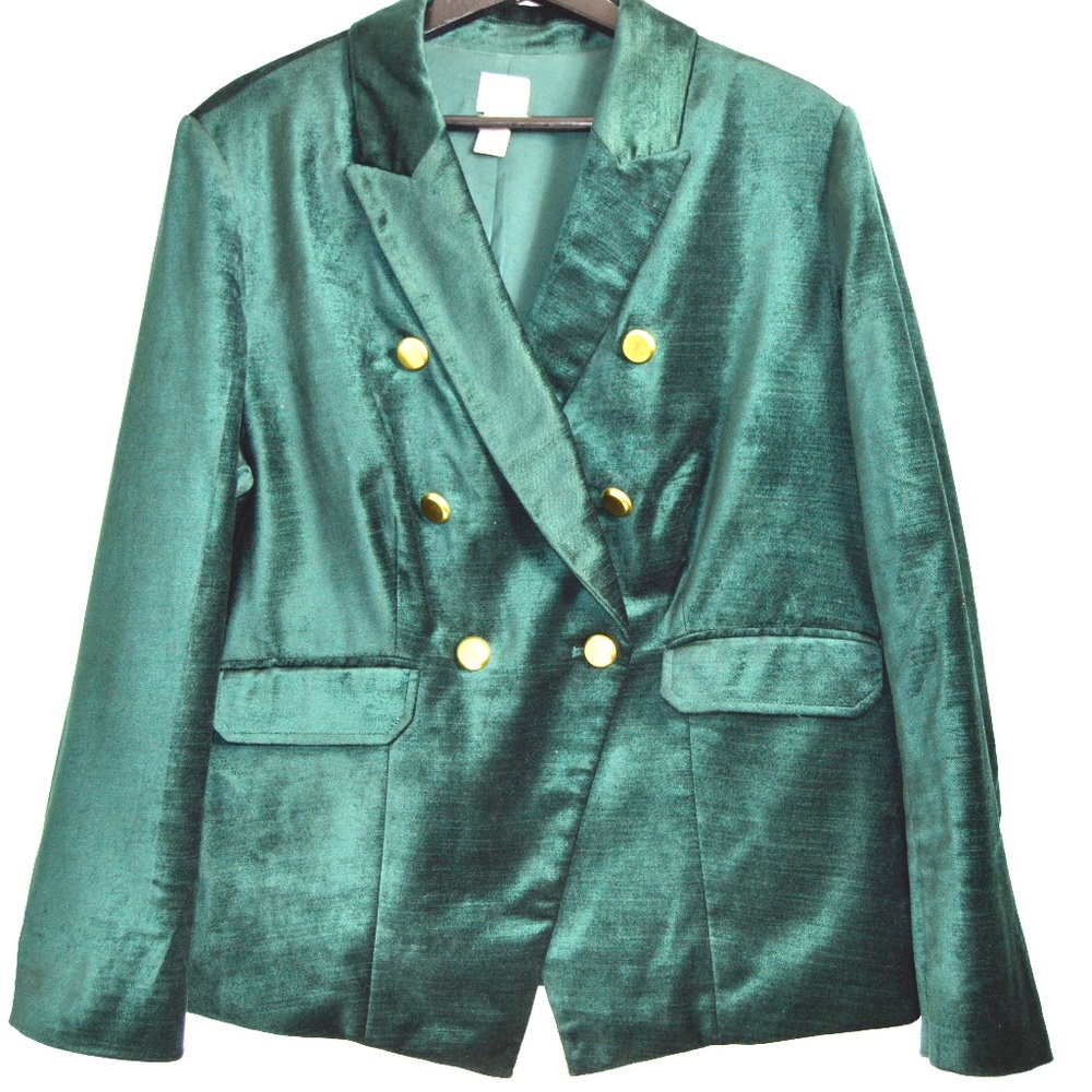 (CHICO'S) Emerald Green Velvet Jacket